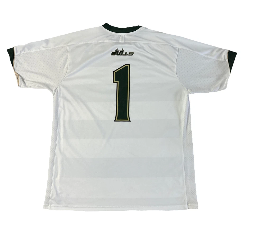 Camiseta de fútbol 2010 South Florida USF Bulls parche Big East juego usada #1 2010 XL Foto 2 de 4