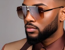 Men's SUNGLASSES DESIGNER OVERSIZE SQUARE RETRO GOLD FRAME WOMEN STYLE SHADES