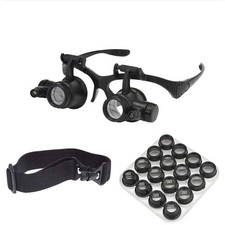 Hands Free Magnifying Glass with Light Jewelers Glasses Eye Loupe for Repair