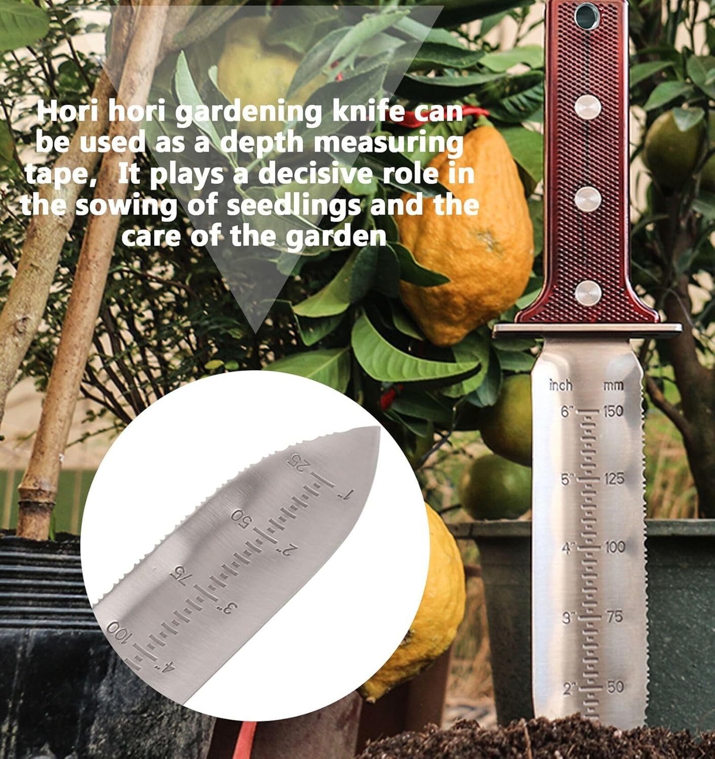 Gardening Hori Hori Garden Knife - Gardening Knife,Soil Kniver, Serrated Side We