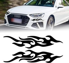 2 Pcs 40cm Flame Reflective Sticker for Car Flame Racing Sports Stripe Black
