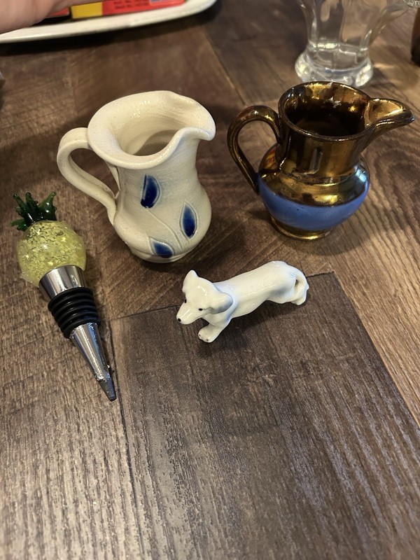 Vintage Smalls Lot Glass Pineapple Bottle Stopper 2 Small Vases
