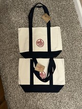 TRADER JOE'S TOTE BAG LARGE CANVAS HEAVY COTTON REUSABLE SHOPPING NAVY BLUE