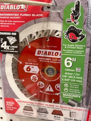 Diablo DMADST0600 6'' Diamond Segmented Turbo Cut-Off Discs for Masonry