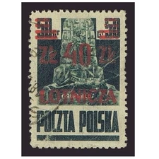 Poland C19, used. Michel 476. 1947. Grunwald Monument, overprinted LOTNICZA.