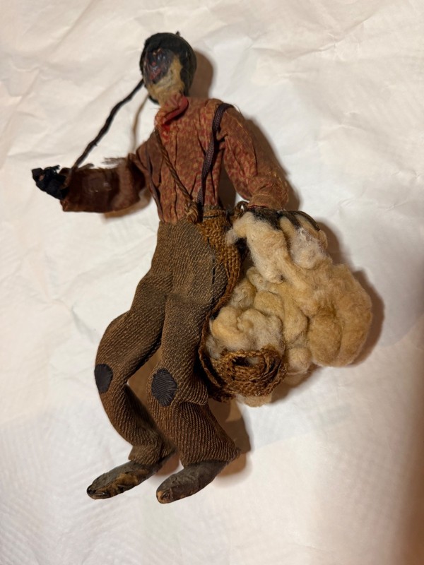 Antique Americana Folk Art Cloth Doll with Nut Head 