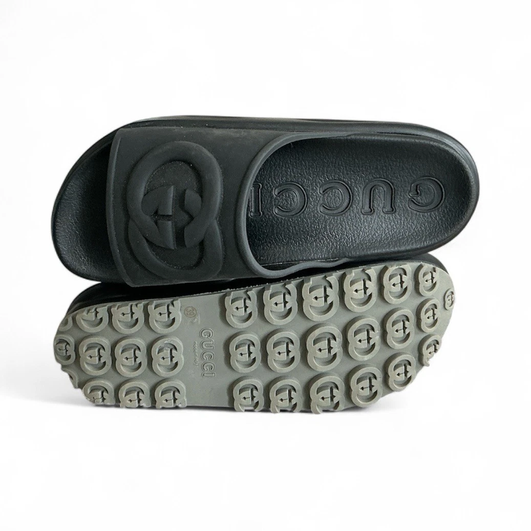 GUCCI ブラック ミュール Gucci Black Rubber Sandals for Men for sale | eBay