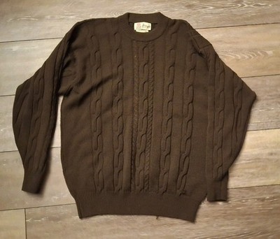 Vintage Pringle of Scotland Lambswool Cable Knit Sweater Mens Small Brown...
