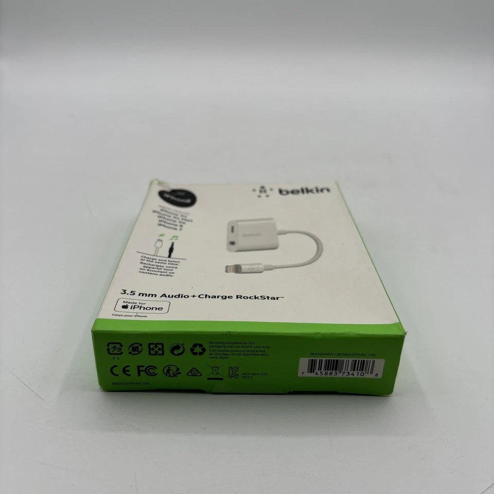 Nuevo Sellado Belkin Rockstar 3.5 MM Audio + Adaptador de Carga para iPhone Foto 2 de 4