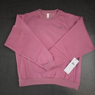 Alo Yoga Accolade Crew Neck Pullover Sweatshirt Pink Wild Rose