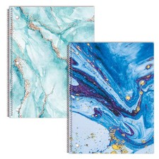 Better Office Products Marble Design Spiral Notebooks, 2 Pack, College Rule, ...
