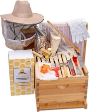 Honey Lake 10 Frame Beehive Starter Kit and Beekeeping Supplies Tool Kit, Beeswa