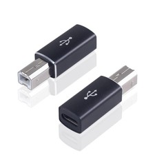 2 PCS USB C Female To USB B Male Printer Adapter Converter Piano Laptop Black