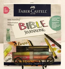 Faber-Castell Bible Journaling Set 47 Pcs 4 Gelatos 2 Artist Pens Stencils Etc