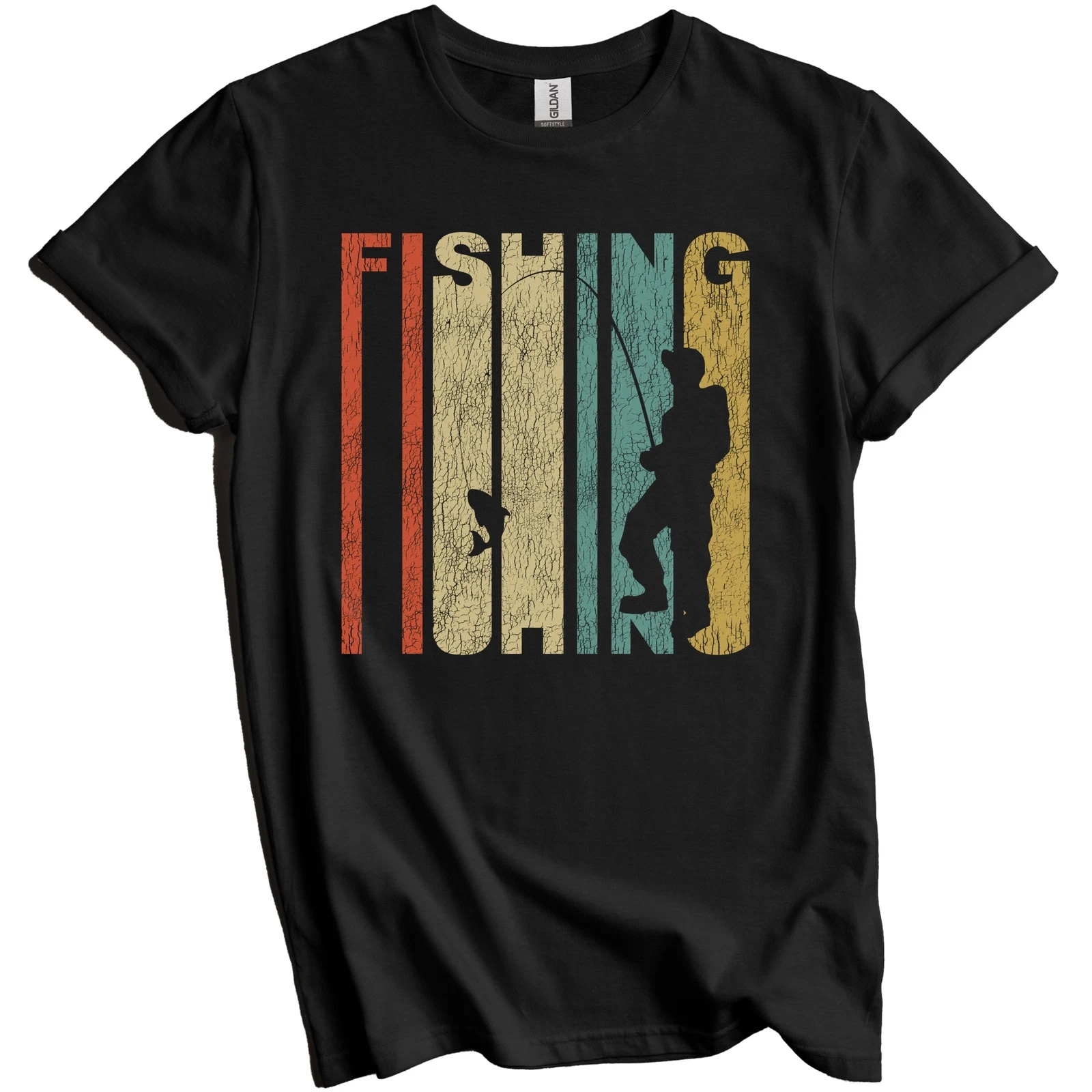 Retro Fishing Distressed Vintage Style Fisherman T-Shirt