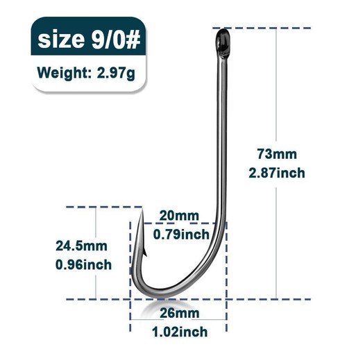 50 ~ 200 Stück Salzwasser Langschaft Angelhaken High Carbon Stahl 12 mm ~ 78 mm Haken - Bild 23 von 24