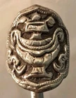 VTG Sterling Silver TIBETAN BUDDHIST Babao Symbol Wide Tapered Band Ring sz 9.75