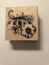 Inkadinkado FLOWER FLOURISH Wood Mounted Rubber Stamp Floral