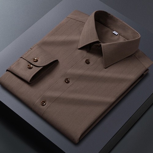 Mens Dress Strips Shirts Formal Business Long Sleeves Buttons Casual Shirts Tops - Picture 5 of 16