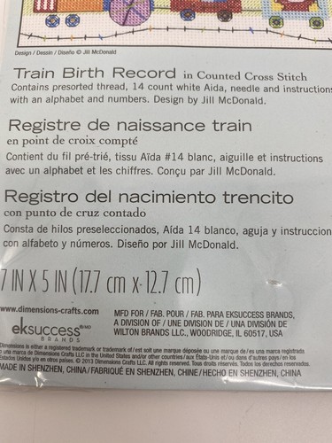Dimensions Counted Cross Stitch Kit Train Birth Record 5" x 7" Neu - Bild 4 von 5