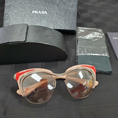 Prada Cat Eyed Mirror Sunglasses PRADA Sunglasses CATWALK SPR 64U ZVN-4O0 67-16 140 Gold w  main image 4