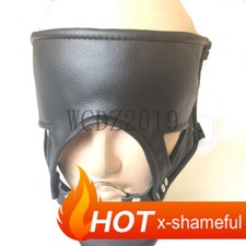 Unisex Bondage Leather Open Mouth Gag Blindfold Eye Mask Harness Restraint Ring