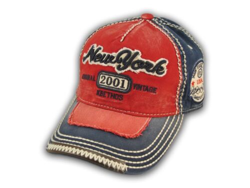 Red on Blue Vintage New York Baseball Cap - Picture 1 of 4
