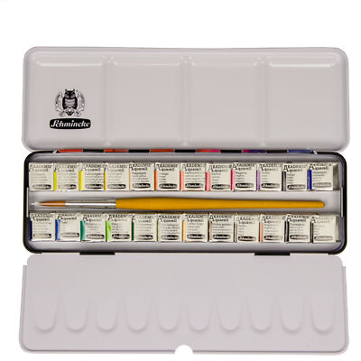 AKADEMIE Aquarell Metallkasten, 24  x 1/2 Näpfchen Schmincke 75 740 097