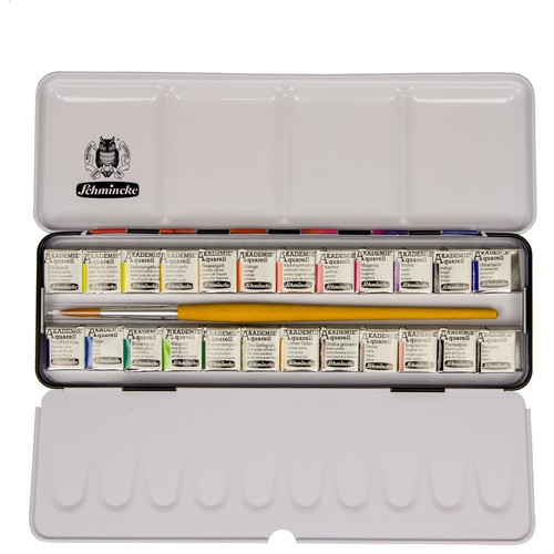 AKADEMIE Aquarell Metallkasten, 24  x 1/2 Näpfchen Schmincke 75 740 097