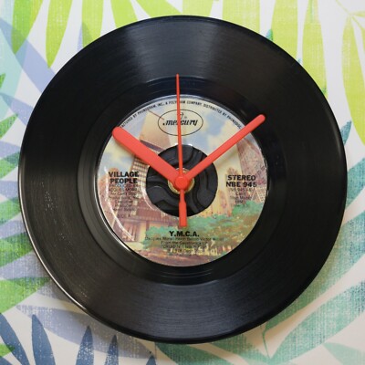 Village People ''Y.M.C.A.'' Retro Chic 7'' Vinyl Schallplatte Wanduhr