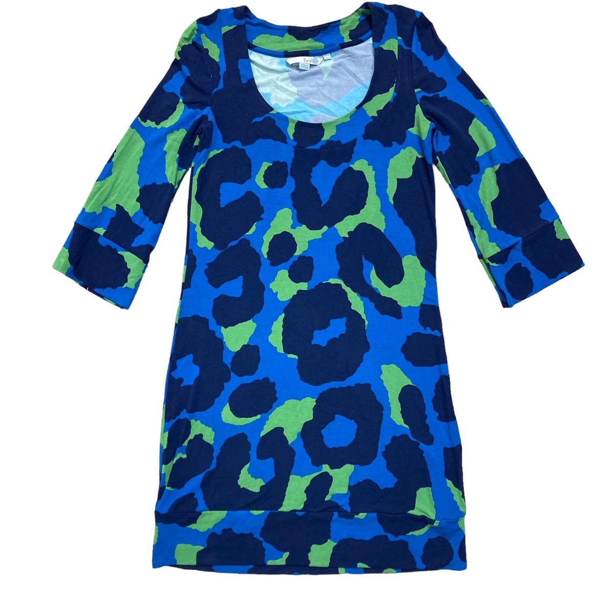 jersey tunic dress uk Boden Size US 4 UK 8 Everyday Jersey Tunic Dress 3/4 Sleeve Blue Abstract  Print