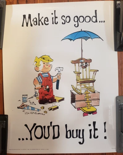 Vintage Dennis The Menace Moral Building Poster #214 Economics Press USA 1985
