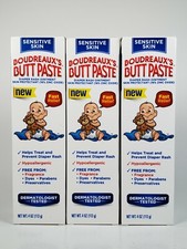 Lot Of 3 Boudreaux's Butt Paste Sensitive Skin Diaper Rash Ointment Relief 4 Oz