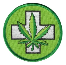 MEDICAL MARIJUANA iron-on EMBROIDERED PATCH MEDICINAL CANNABIS LEAF HEMP LOGO