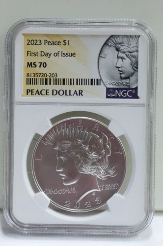2023 US Peace $1 NGC MS 70 FDOI Peace Dollar Label