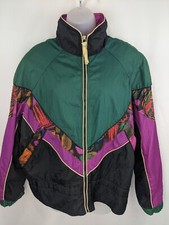 80s 90s Vintage Windbreaker Jacket w/Shoulder Pads Nylon Windbreaker East West