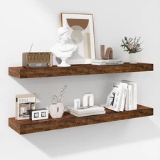 36 Inch Floating Shelves - Deep Rustic Wooden Wall Shelves - Extra Deeper & Thic