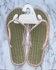 Accessorize Monsoon Seagrass Flip Flops Size L Large UK 7 8 Pink White Bead New