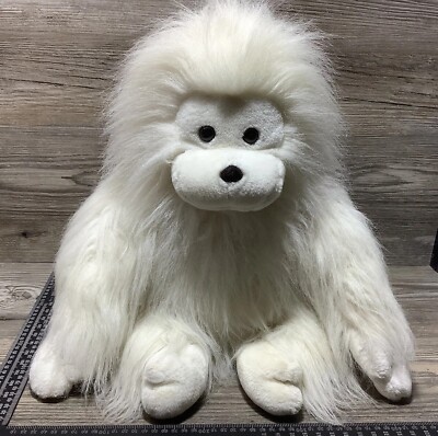 Furry Albino Happy Gorilla Ape Vintage White Monkey Plush Soft Toy