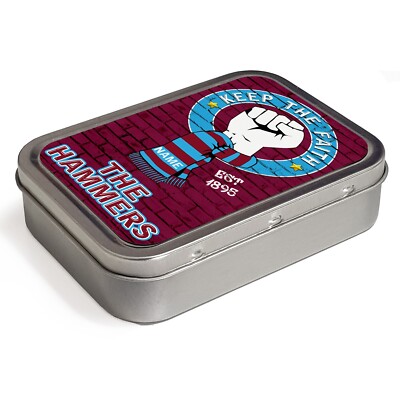 west ham tobacco tin Personalised West Ham Tobacco Tin Football Retro 2oz Baccy Keep The Faith  KTF64