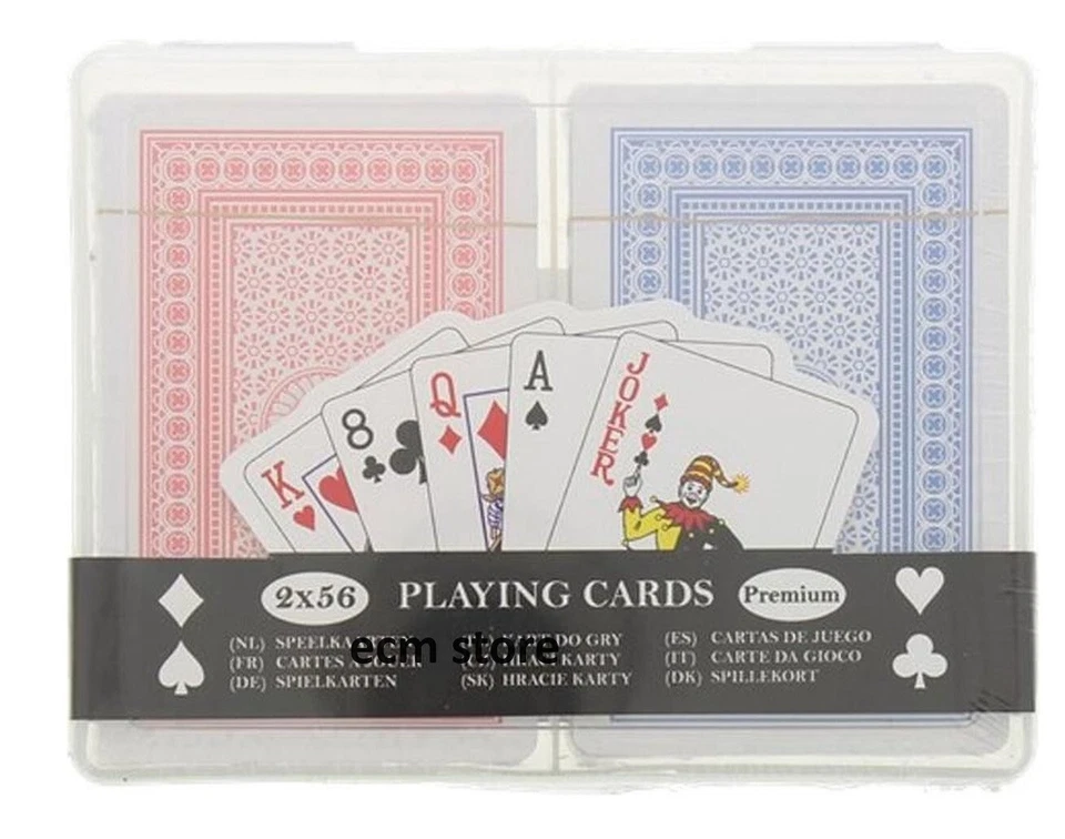 Coffret 2 jeux de 56 cartes À Jouer Qualité Premium Plastifiées