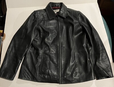 Liz Claiborne women Brown Leather Jacket size Large