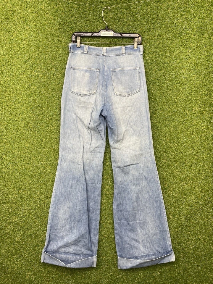 Pantalones de mezclilla vintage Wrangler Bell Bottom para mujer 31x34 años 70 acampanados tiro bajo lavado ligero Foto 2 de 4