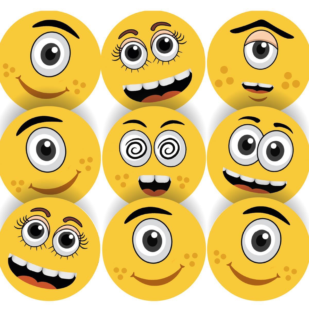 144 Yellow Monster Faces - 30mm - Glossy Reward Stickers for Teachers & Parents