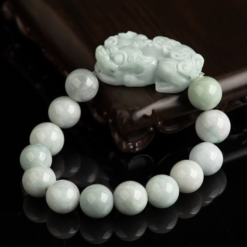 Pulsera PI Xiu Natural Genuina Verde Claro Jadeíta Estilo China Foto 3 de 4