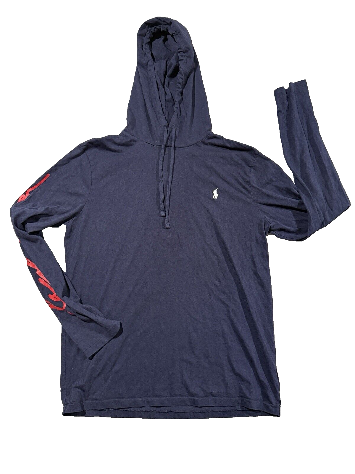 Polo Ralph Lauren T Shirt con Cappuccio Uomo M Big Pony Logo Pullover Leggero