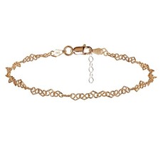 Rose Gold Flashed Sterling Silver Fancy Heart Link Chain Anklet