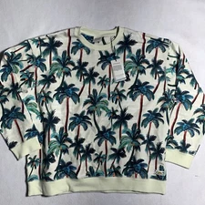 Scotch and Soda Green Palm Tree Print Endless Summer Crew Neck Sweater