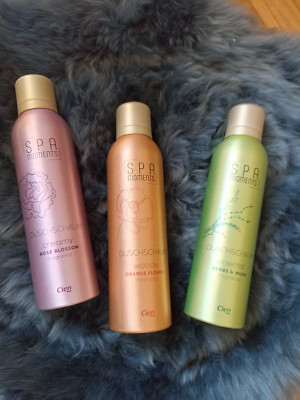 3 x DUSCHSCHAUM, SPA Moments Orange/Zed.holz/Rose/Reism. /Musk *Traumdüfte. look
