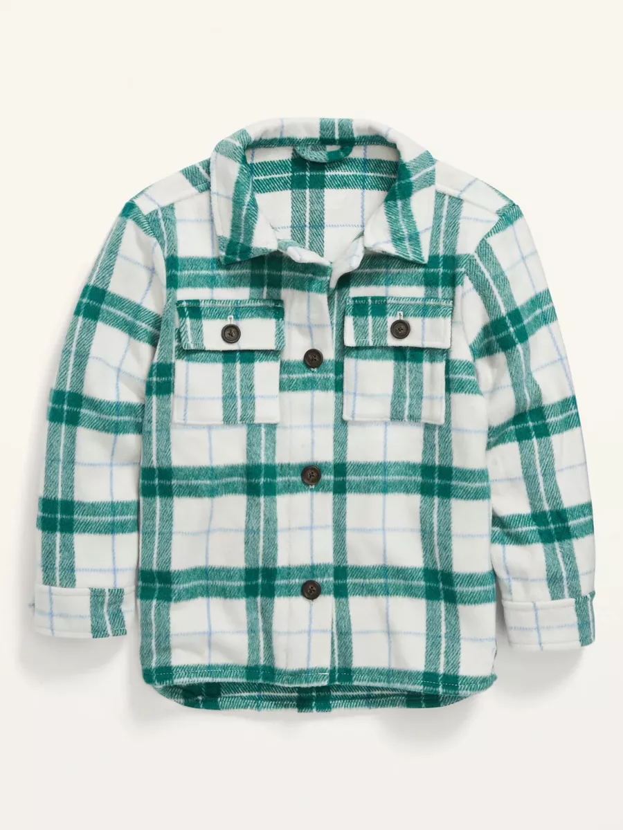 Old Navy Girls Plaid Textured Shacket Green Plaid Size L NWT | eBay